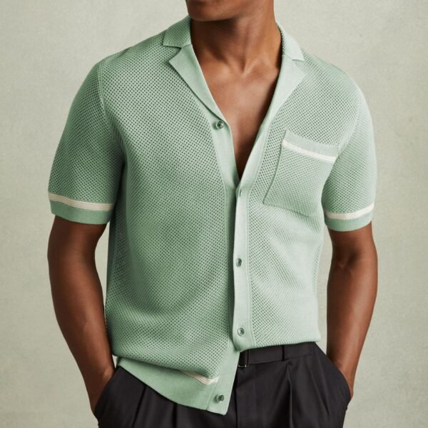 Effortlessly Cool – Men’s Knitwear Summer Polo with Cuban Collar for Laid-Back Luxe Style - Image 8
