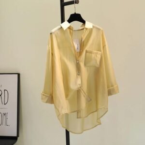 Tencel Cotton Sun Protection Shirt Long Sleeve Versatile Loose Top