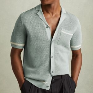Effortlessly Cool – Men’s Knitwear Summer Polo with Cuban Collar for Laid-Back Luxe Style