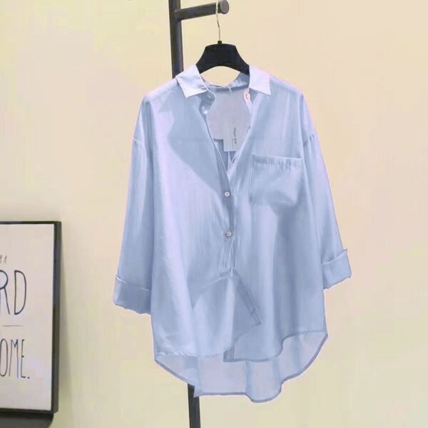Tencel Cotton Sun Protection Shirt Long Sleeve Versatile Loose Top - Image 6