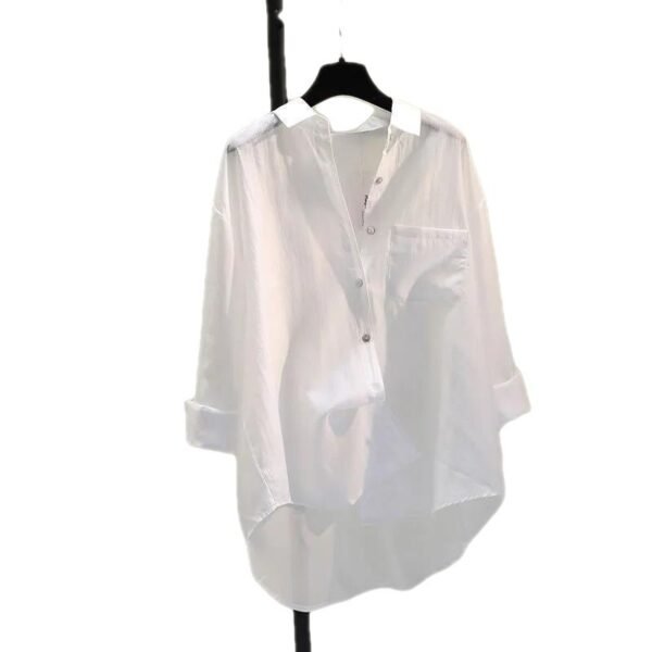 Tencel Cotton Sun Protection Shirt Long Sleeve Versatile Loose Top - Image 3