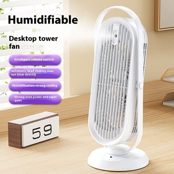 Shaking Head Spray Desktop Office USB Tower Fan Household Large Wind Humidifier Fan - Image 3