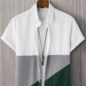 Fashion Trendy Men’s Digital Print Shirt – Breathable Casual Style with Stand Collar