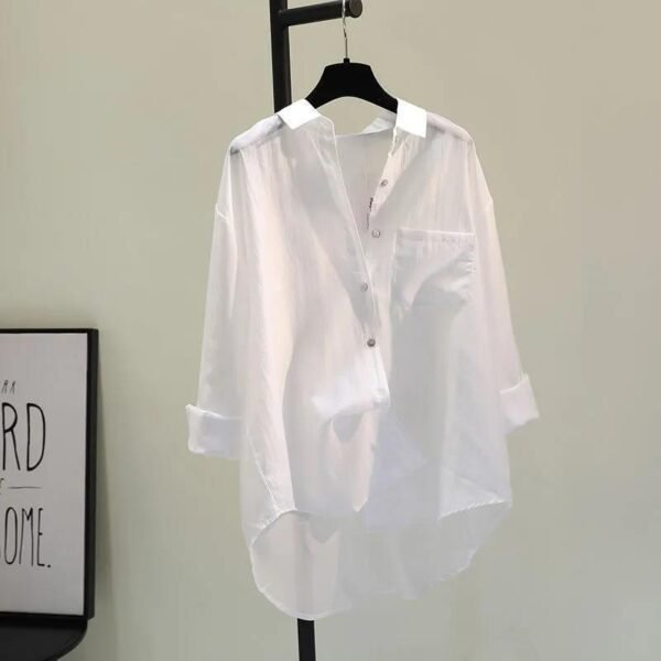 Tencel Cotton Sun Protection Shirt Long Sleeve Versatile Loose Top - Image 4