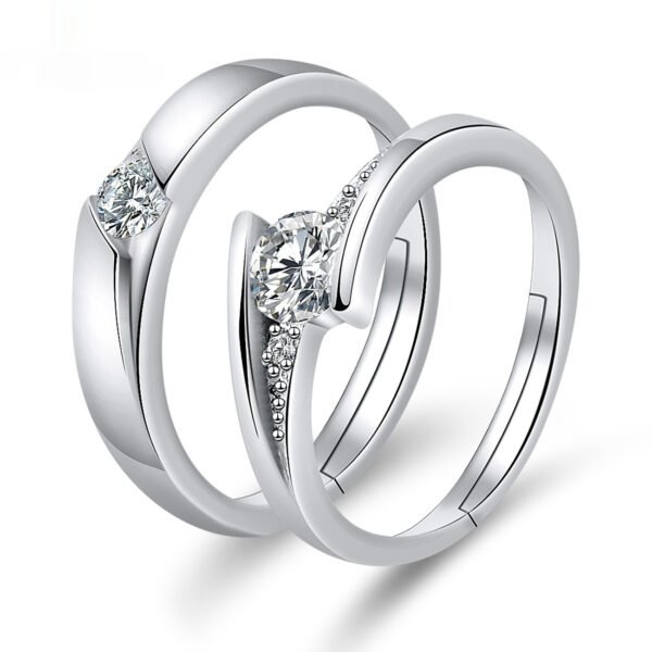 Moissanite Engagement Couple Couple Rings - Image 4