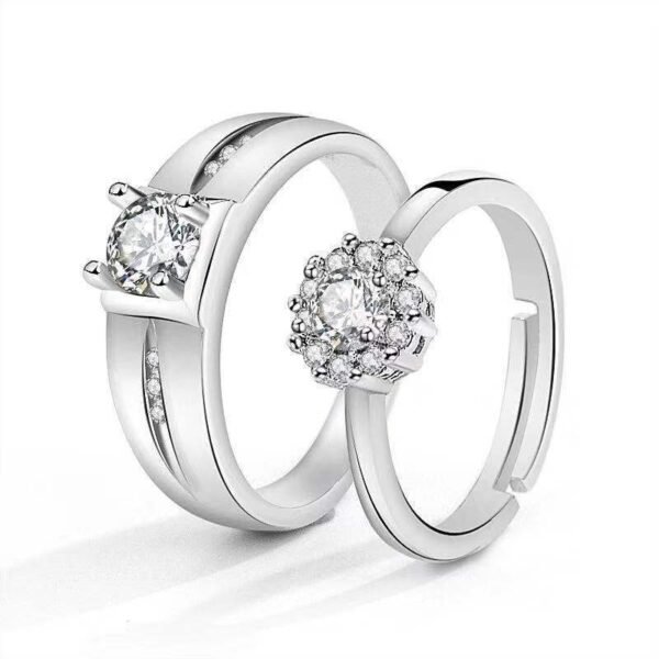 Moissanite Engagement Couple Couple Rings - Image 7