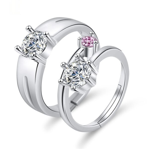 Moissanite Engagement Couple Couple Rings - Image 5