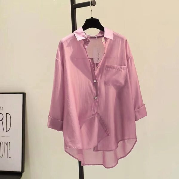 Tencel Cotton Sun Protection Shirt Long Sleeve Versatile Loose Top - Image 5