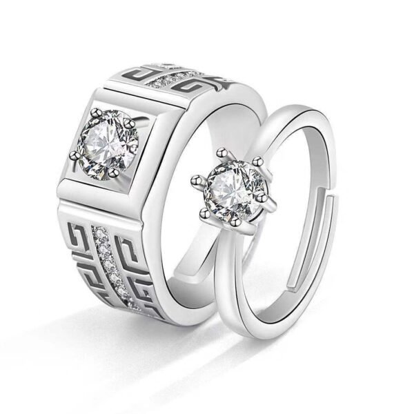 Moissanite Engagement Couple Couple Rings - Image 3