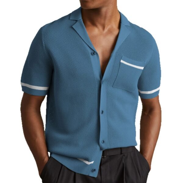 Effortlessly Cool – Men’s Knitwear Summer Polo with Cuban Collar for Laid-Back Luxe Style - Image 3