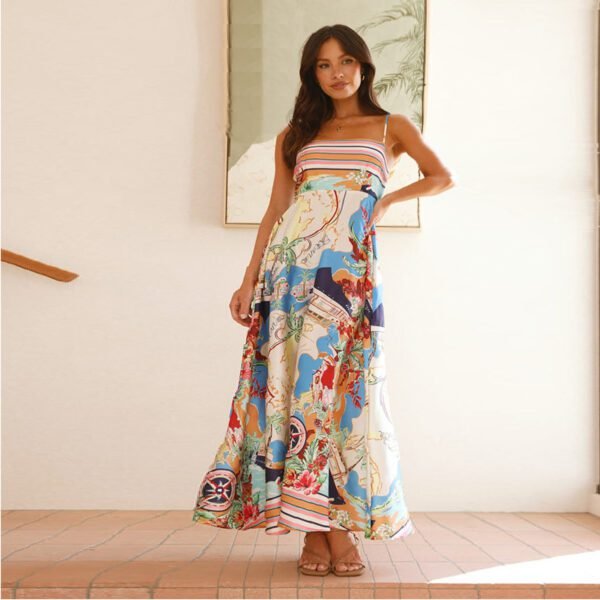Painted Swing Sling Dress Vacation Style for Women - Image 5