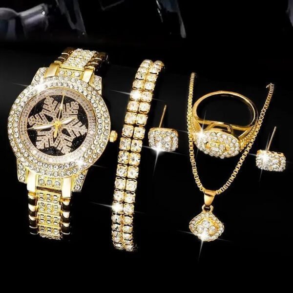 Luxury Snowflake Watch & Rhinestone Jewelry Set - Image 2