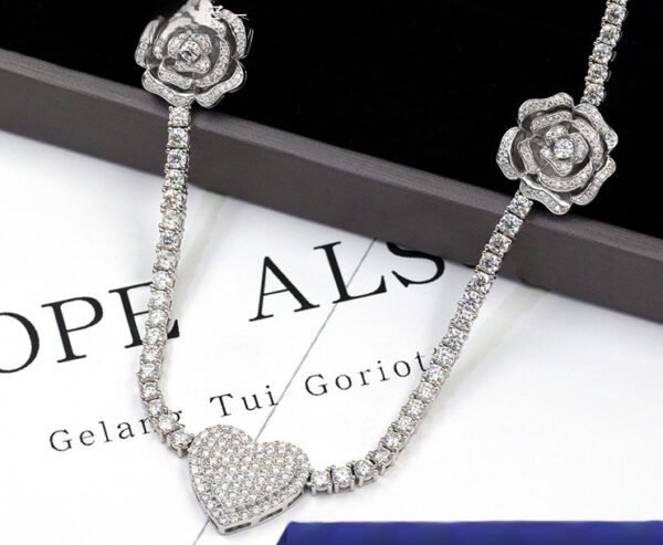 925 Silver Moissanite Hip-Hop Rose Necklace Set - Image 2