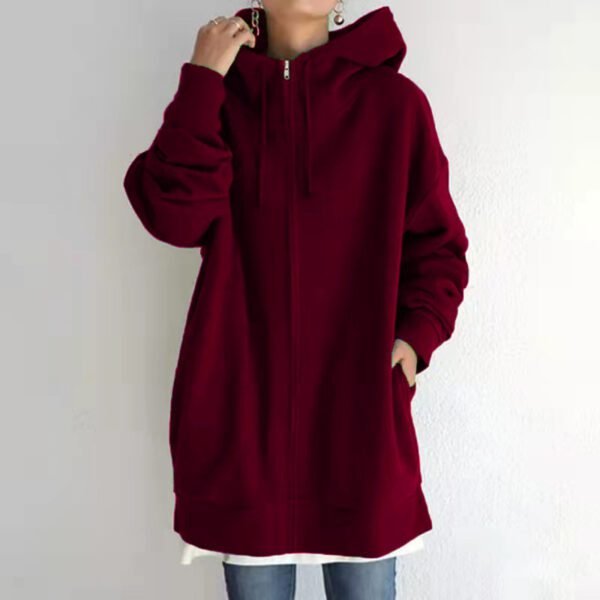 Women's Fuzzy Hoodies Long Sport Pullover Hoodie Full-Zip Hoodie Sweatshirt - Image 6