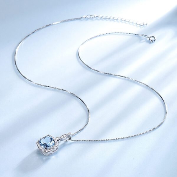 Luxury Silver Necklace Set – Sparkling Blue Topaz Design - Image 5