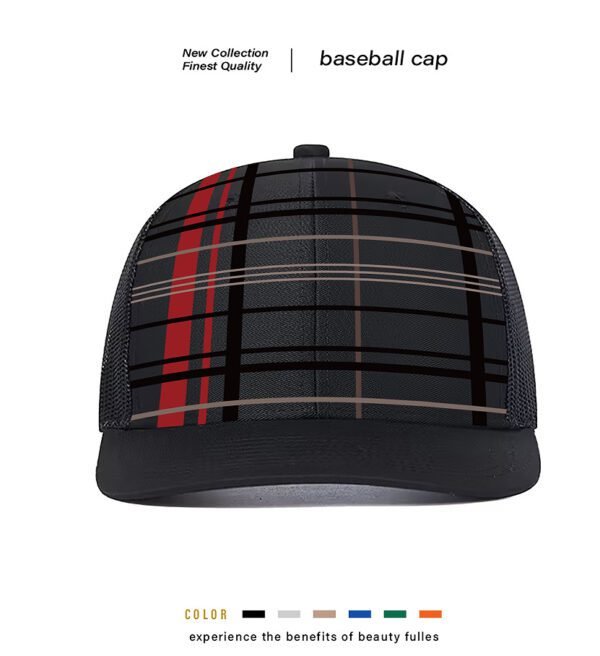 Stylish Plaid Trucker Hat – Snapback Mesh Cap with Retro Street Style Vibe - Image 9