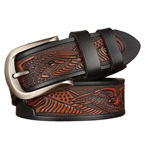Men's Carved Cowhide Belt – Premium Cut Leather - Image 8
