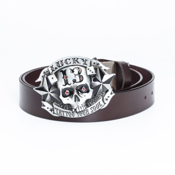 Trendy Men's Leather Belt Skull Skateboard Buckle - Image 4