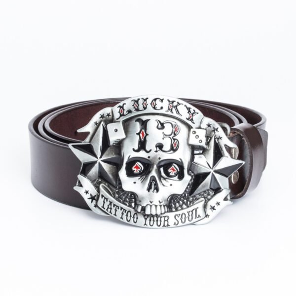 Trendy Men's Leather Belt Skull Skateboard Buckle - Image 9