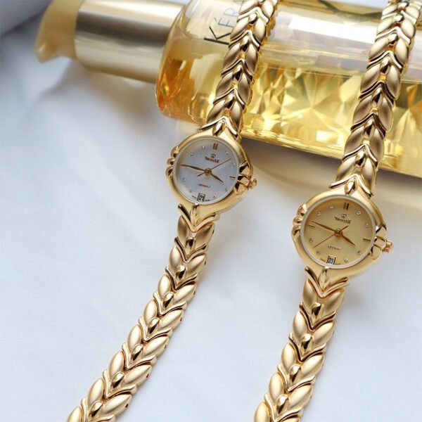 Retro Minority Round Gold Bracelet Watch – Elegant Small Gold Watch for Women Who Love Vintage Charm - Image 2