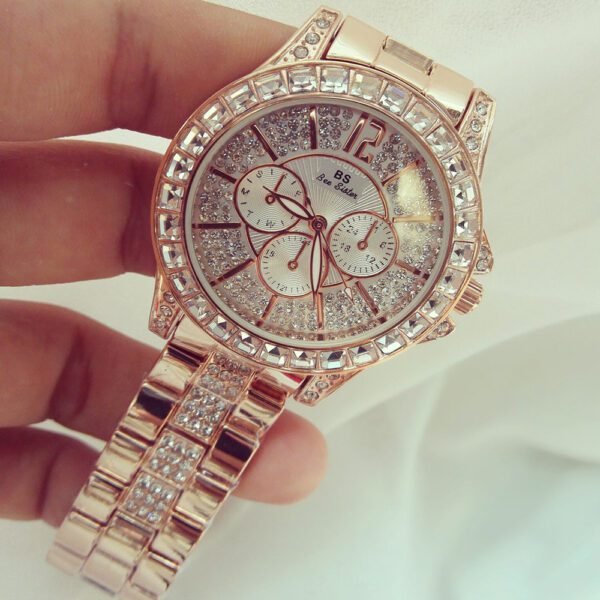 Fashionable Women’s Quartz Watch – Diamond Elegance Meets Steel Strength - Image 4