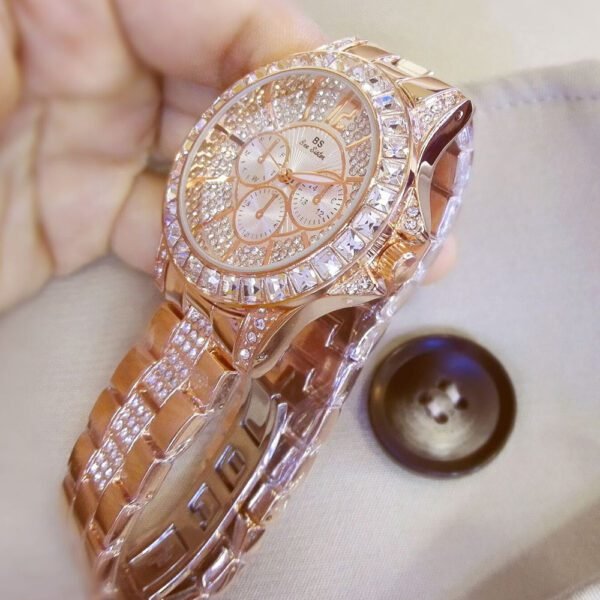 Fashionable Women’s Quartz Watch – Diamond Elegance Meets Steel Strength - Image 2