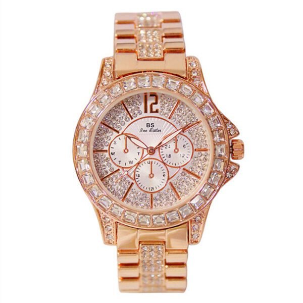 Fashionable Women’s Quartz Watch – Diamond Elegance Meets Steel Strength