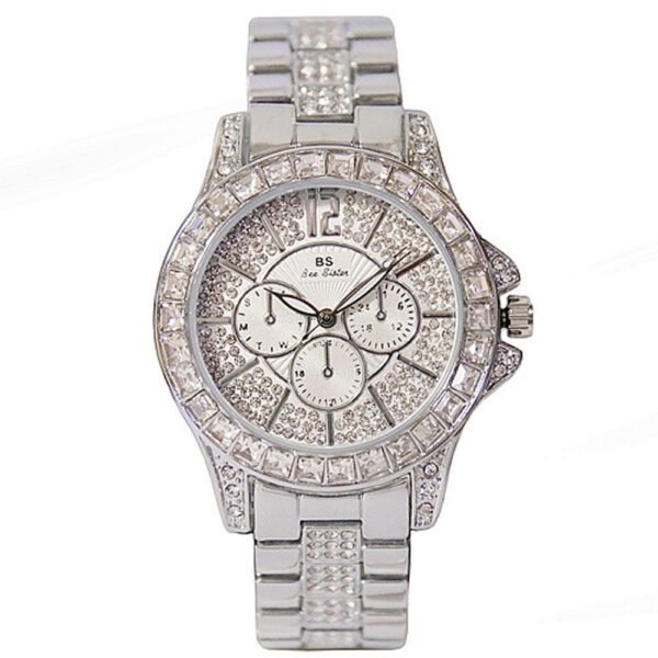Fashionable Women’s Quartz Watch – Diamond Elegance Meets Steel Strength - Image 3