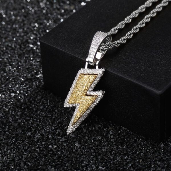 Trendy Lightning Hip-Hop Pendant with Zircon Inlay - Image 8