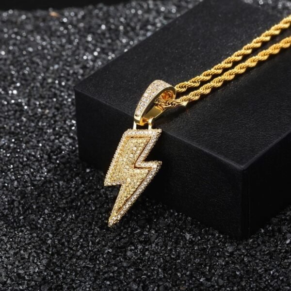 Trendy Lightning Hip-Hop Pendant with Zircon Inlay - Image 9