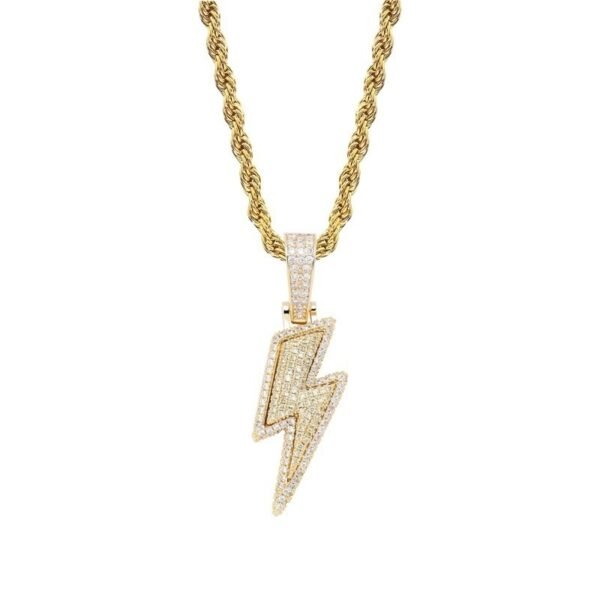 Trendy Lightning Hip-Hop Pendant with Zircon Inlay - Image 7