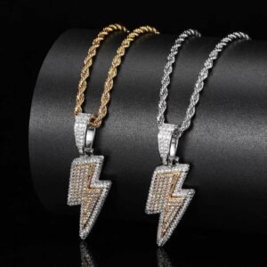 Trendy Lightning Hip-Hop Pendant with Zircon Inlay