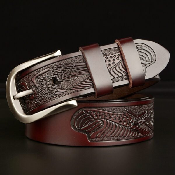Men's Carved Cowhide Belt – Premium Cut Leather - Image 4