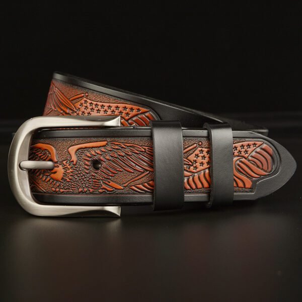 Men's Carved Cowhide Belt – Premium Cut Leather - Image 2
