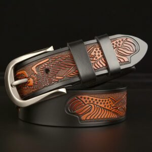 Men's Carved Cowhide Belt – Premium Cut Leather