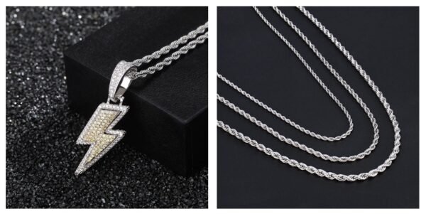 Trendy Lightning Hip-Hop Pendant with Zircon Inlay - Image 6