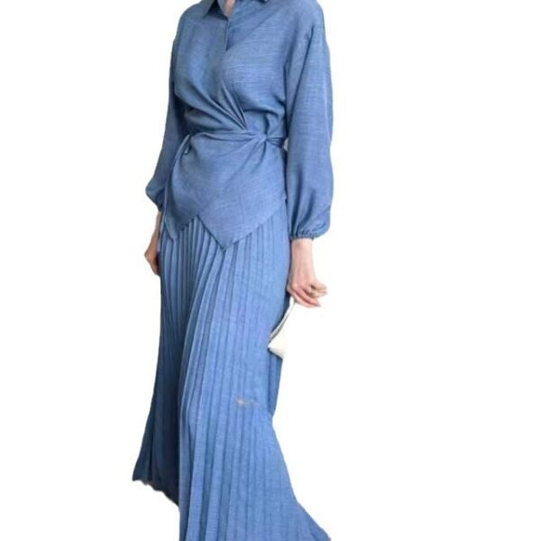 Elegant Muslim Women’s Pleated Skirt & Tied Top – Modest, Stylish & Comfortable - Image 5