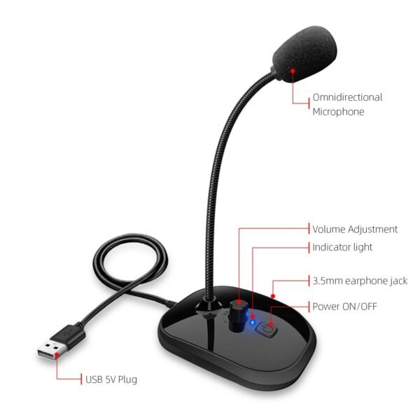 USB Gooseneck Microphone Clear Sound & Flexible Design - Image 2
