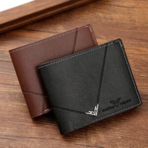 Men's Stylish Short Wallet Multi Card Slots & Lychee Pattern