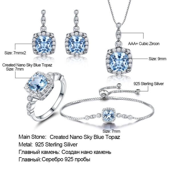 Luxury Silver Necklace Set – Sparkling Blue Topaz Design - Image 2
