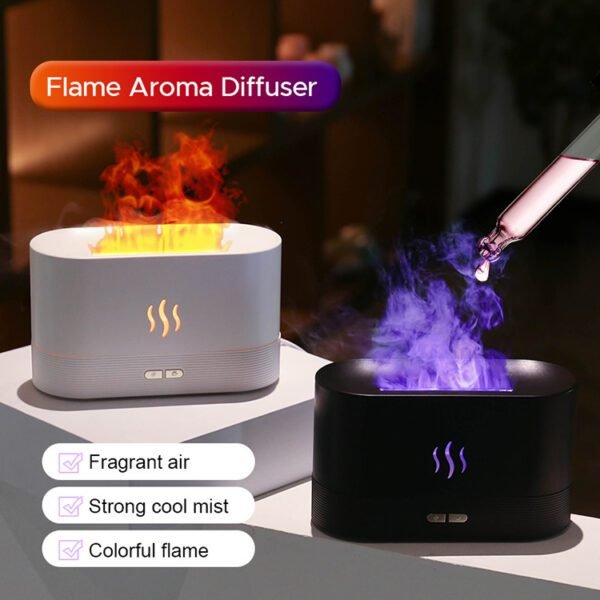 Ultrasonic Flame Aroma Diffuser USB-Powered with LED Colors - Image 4