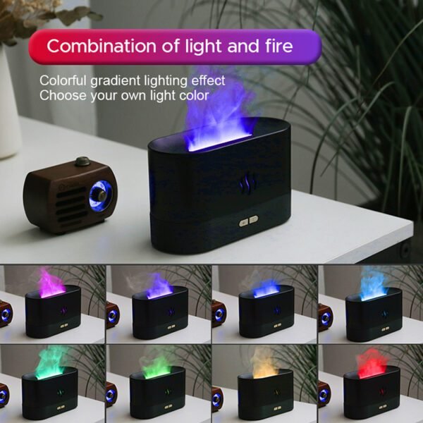 Ultrasonic Flame Aroma Diffuser USB-Powered with LED Colors - Image 2
