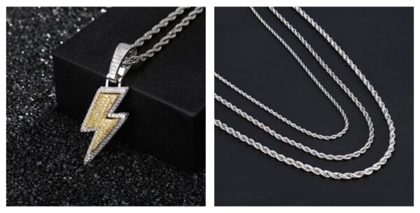 Trendy Lightning Hip-Hop Pendant with Zircon Inlay - Image 2