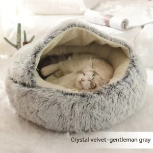 2-in-1 Plush Pet Bed – Warm, Round, and Soft for Dogs & Cats