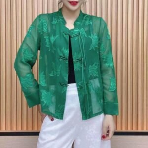 Women's Long-sleeved Thin Mandarin Collar Shirt New Chinese Top