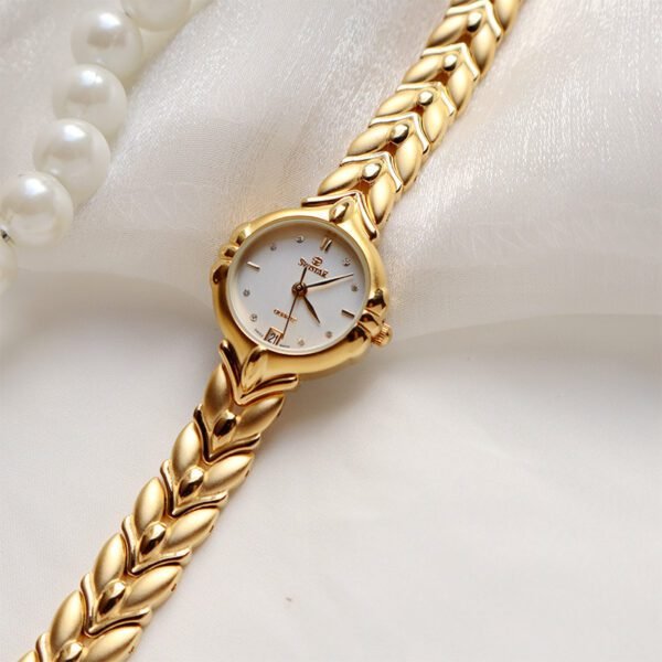 Retro Minority Round Gold Bracelet Watch – Elegant Small Gold Watch for Women Who Love Vintage Charm - Image 5