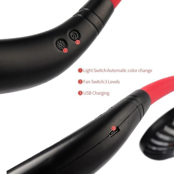 Portable USB Neckband Fan – Cool, Rechargeable & Stylish Air Cooler - Image 4