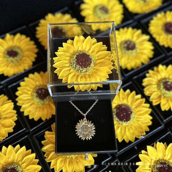 GenZ Artificial Flower Sunflower Necklace Acrylic Jewelry Box - Image 5