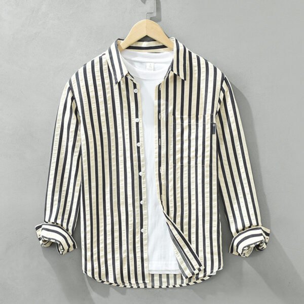 GenZ Vertical Striped Long-Sleeve Shirt – Loose Fit, Casual & Stylish - Image 7