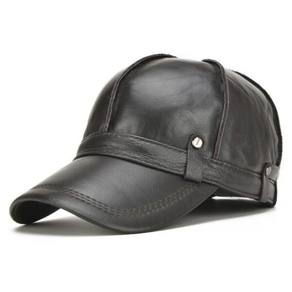 Outdoor Ear Protection Dome Winter Thickened Men Leather Hat - Image 8